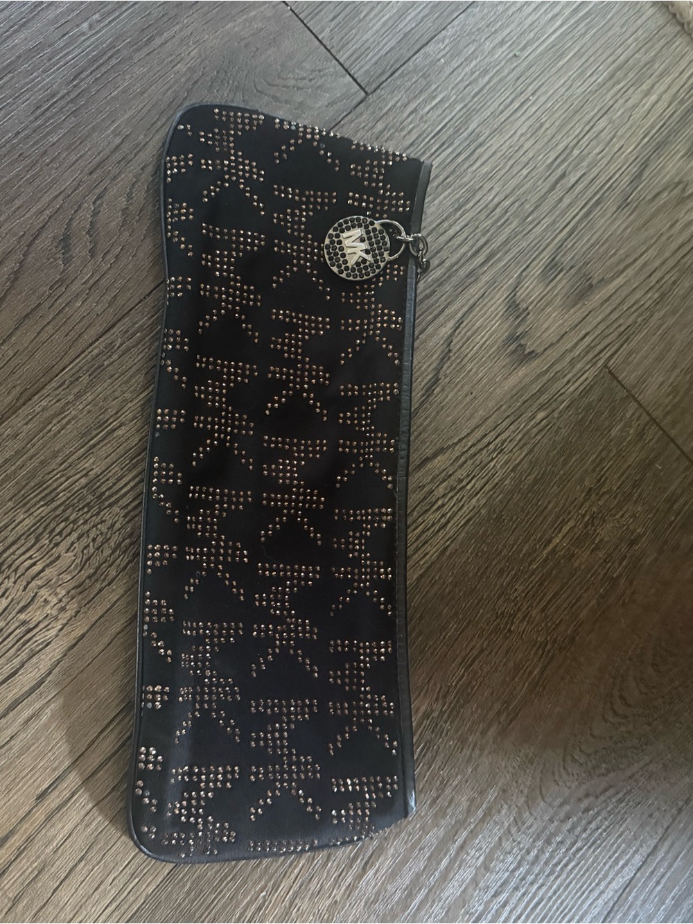 Michael Kors Black Studded Glasses Case with Logo Charm